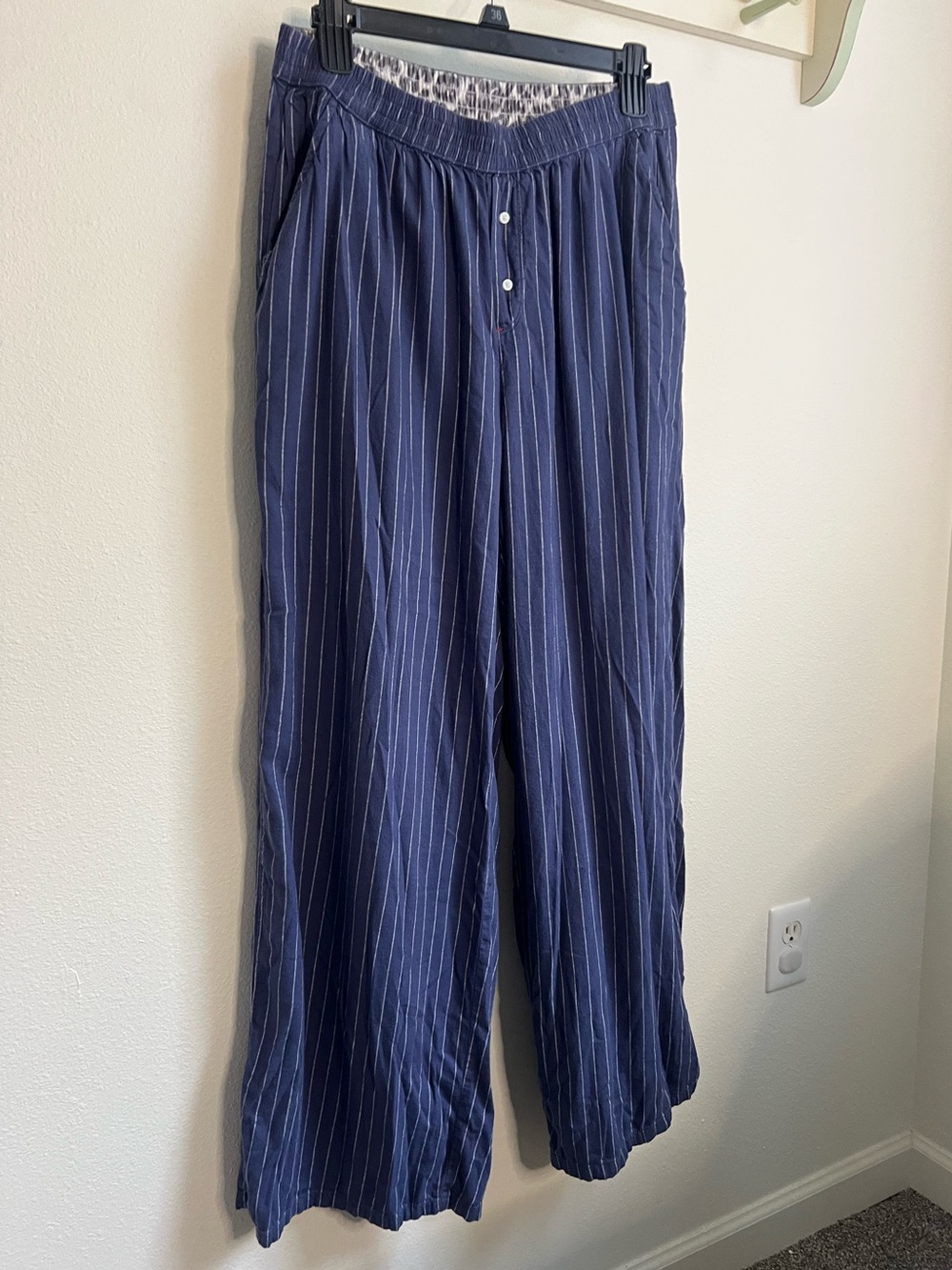 aerie Navy Pinstripe Wide-Leg Sleep Pants
